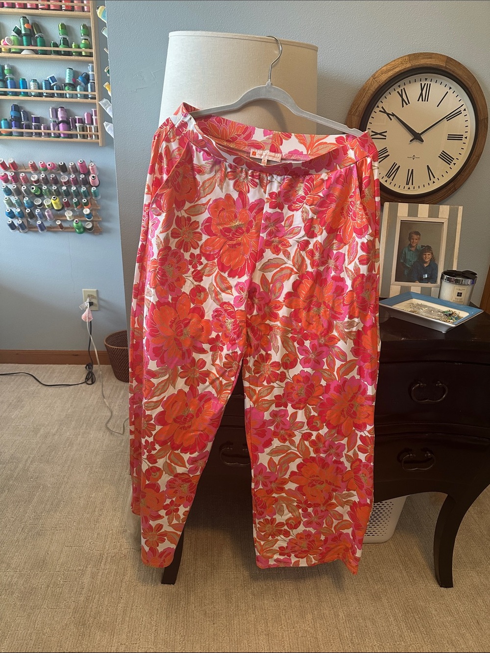 Jude Connally Pink & Orange Floral wide leg Trixie Pants, medium, new